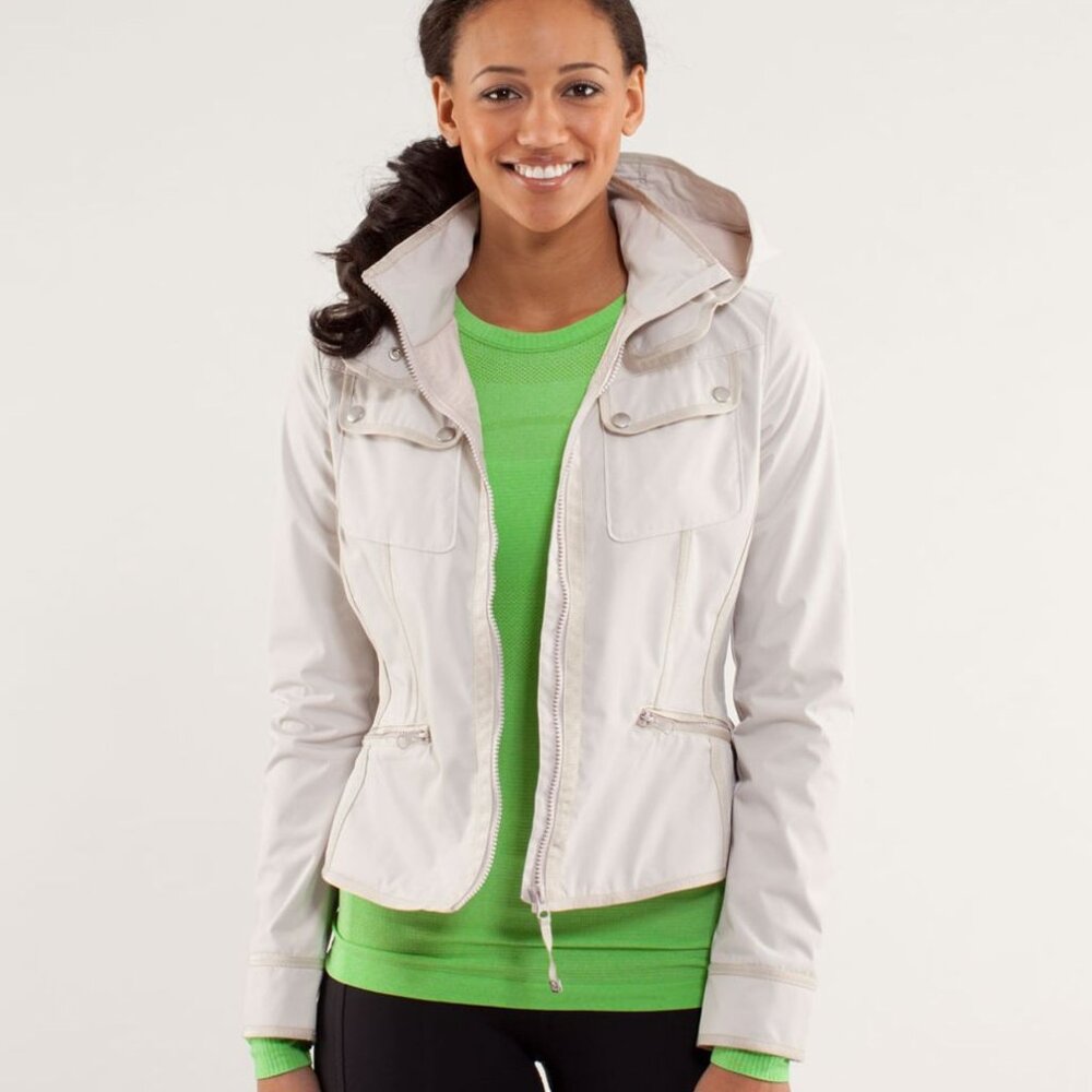 Lululemon Women's Dune Out And About Hooded Peplum Varsity Jacket Size Small - Picture 1 of 7